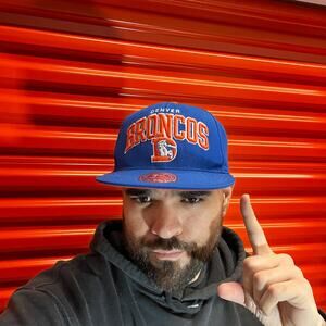 Mitchell & Ness Denver Broncos Fitted Hat 7 5/8 Royal Blue Retro Logo